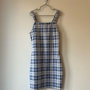 🌼 5/$25 UKIDS Blue White Black Plaid Sleeveless Shift Dress Girls Size 7/8